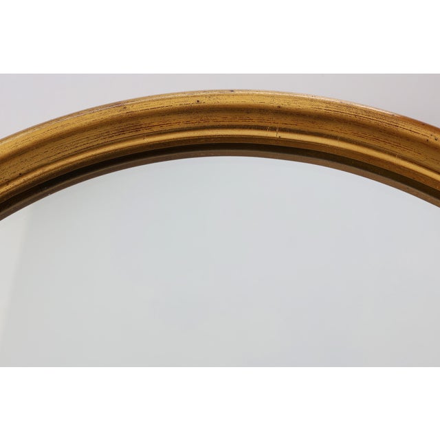 Wood Gold‑toned Arched Wall Mirror from Deknudt, Belgium, 1980s For Sale - Image 7 of 11