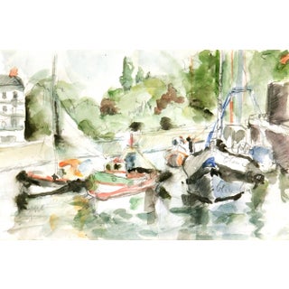 French Watercolor - Fishing Boats For Sale