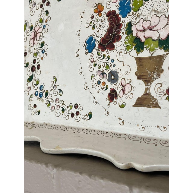 Vintage Hand Painted Decorative Serving Tray For Sale In Seattle - Image 6 of 9