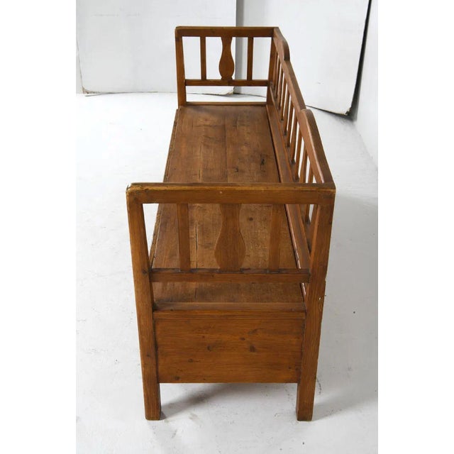 19th Century Swedish Hand-Carved Pine Settle Bench With Storage For Sale In Houston - Image 6 of 7
