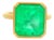 7.03 Carat Emerald 18k Yellow Gold Solitaire Bezel Ring, Size 6.75 For Sale