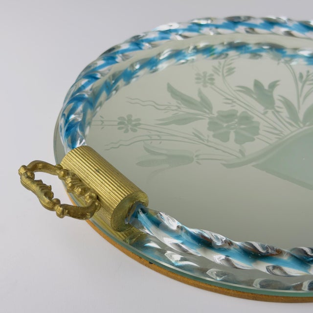 Vintage Venetian Glass Mirror Tray, Italy, 1950s For Sale - Image 13 of 17