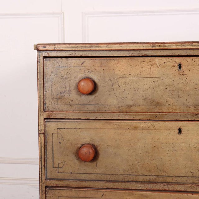 Early 19th C English original painted chest of drawers. 1840 Depth 49cm including knobs This piece is designed in the...