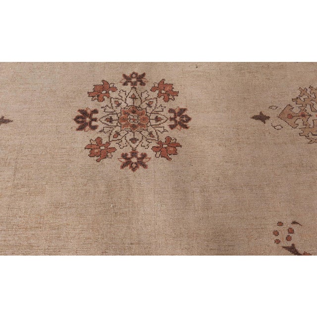 Camel Antique Indian Amritsar Handwoven Wool Camel and Brown Rug For Sale - Image 8 of 8