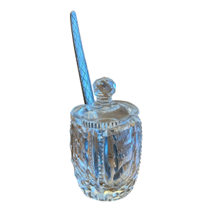 Antique American Brilliant Cut Glass Condiment Jelly Jar W/Lid 1976-1914