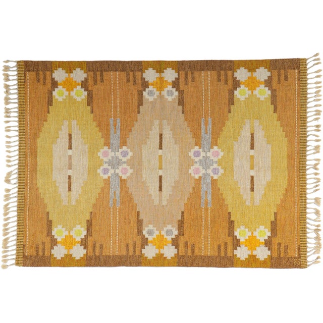 Ingegerd Silow Swedish Rollakan Rug Örbyhus Gul - 05'06 X 07'09 For Sale - Image 9 of 10