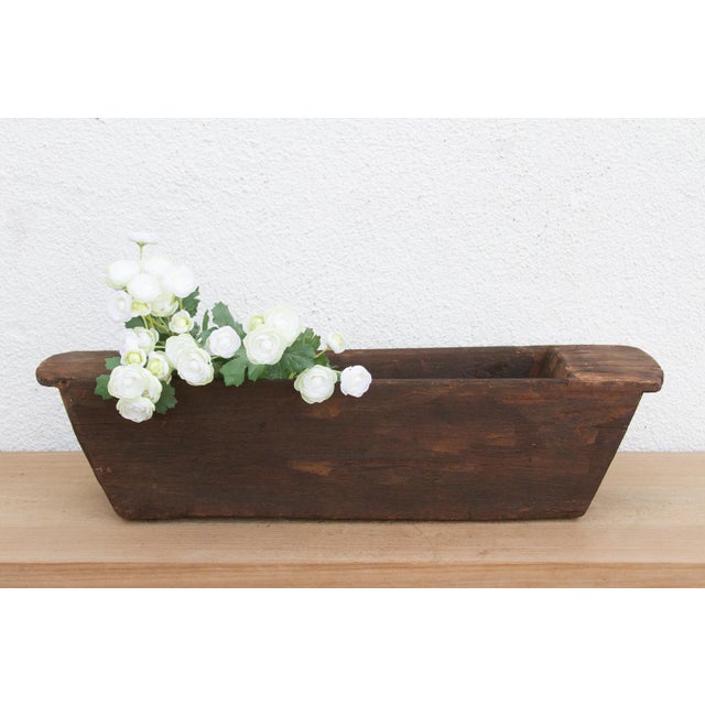 Wood Long Rustic Wood Rectangular Bowl For Sale - Image 7 of 7
