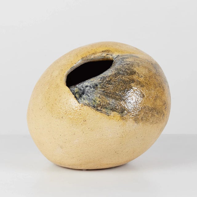 Bulbous Studio Ceramic Glazed Vessel For Sale - Image 9 of 11