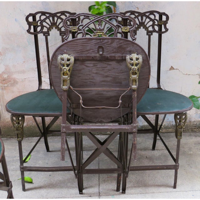 Art Nouveau Folding Table & Chairs, 5 Pieces For Sale In Los Angeles - Image 6 of 12