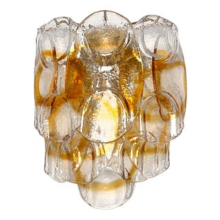 Vintage Italian Murano Wall Lights with 10 Amber Trasparent Glasses, 1990s, Set of 2 For Sale