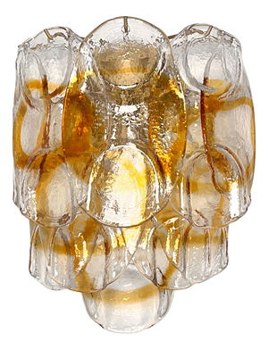 Vintage Italian Murano Wall Lights with 10 Amber Trasparent Glasses, 1990s, Set of 2
