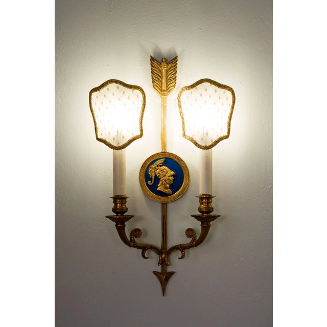 Gold Vintage Wall Lamps in Neoclassical Style, 1940s, Set of 2 For Sale - Image 8 of 11