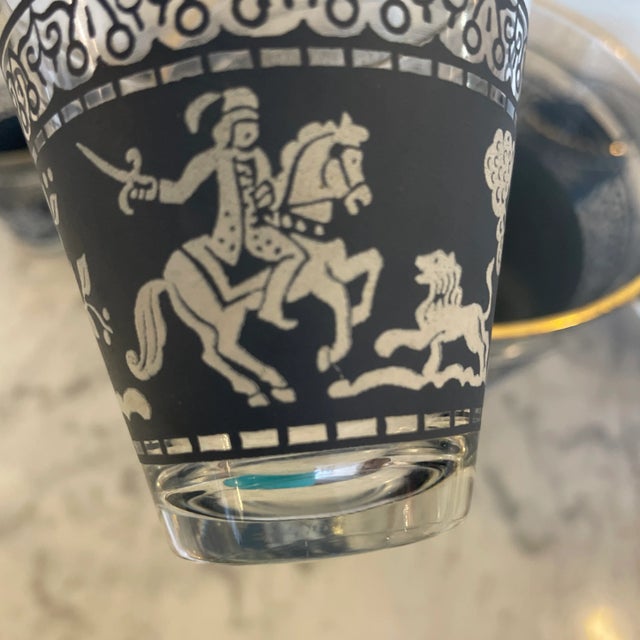 Wedgwood - Blue Jeanette - Pattern Glass Ice Bucket With Glasses - Set of 7 For Sale In Miami - Image 6 of 11