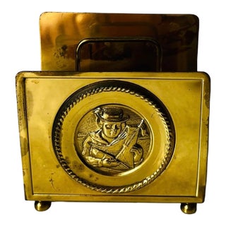 Vintage Brass or Gold-Tone Metal Desk Accessory That Can Function as a Business Card Holder. For Sale