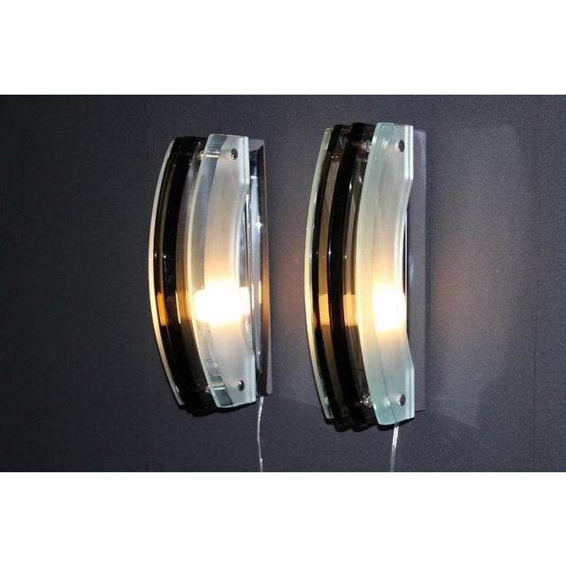 Sconces in Smoked and Light Green Glass in the style of Max Ingrand, 1960s, Set of 2 For Sale - Image 10 of 15