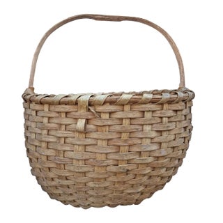 Early 20th Century Splint Oak Basket For Sale