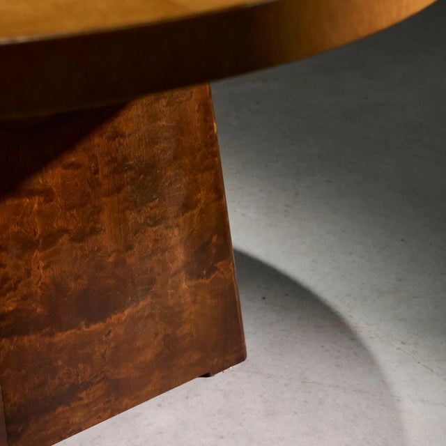 Brown Circular Side Table in Natural and Stained Birch for A.B. Svenska Möbelfabrikerna Bodafors, 1930s For Sale - Image 8 of 11
