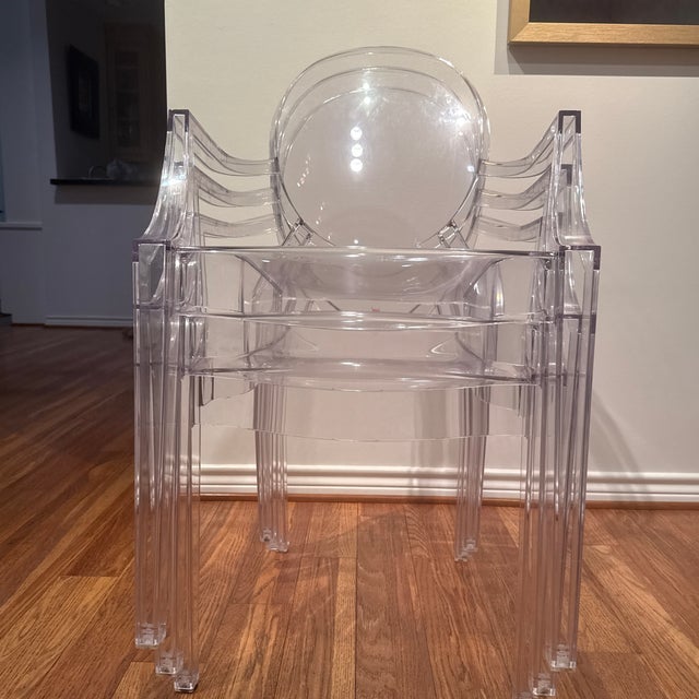 2020s Set of 3 Authentic Philippe Starck “Victoria Ghost” Armchairs for Kartell – Clear For Sale - Image 5 of 10