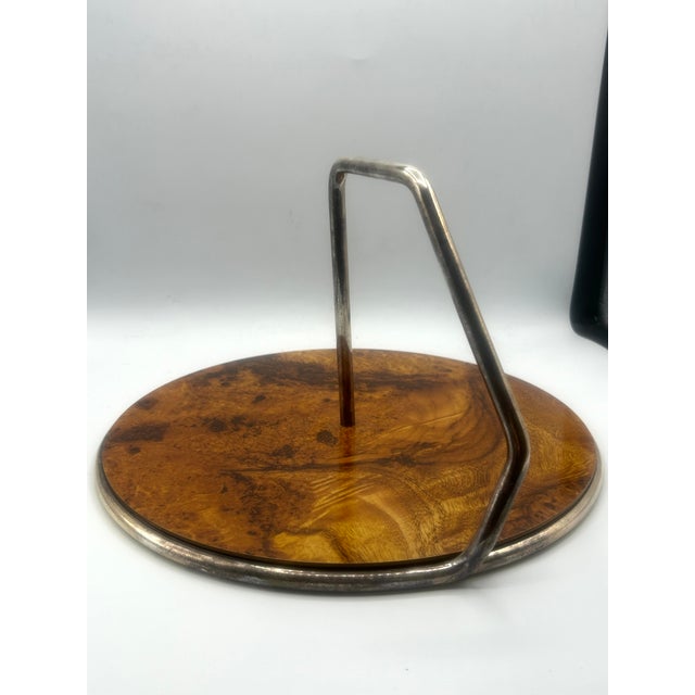Mid-Century Italian Silverplate and Faux-Bois Serving Tray, For Sale - Image 12 of 15