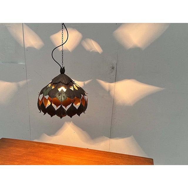 Mid-Century Modern Hollywood Regency Metal Pendant in the style of Hans Kögl, 1960s For Sale - Image 6 of 18