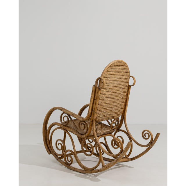 Chinoiserie Thonet Faux Bamboo and Rattan Rocking Chair, Antique, Austria, Early 19th Century For Sale - Image 3 of 14