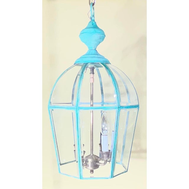 Metal Vintage Hexagonal Solid Brass Hanging Lantern / Dome Pendant Light For Sale - Image 7 of 17