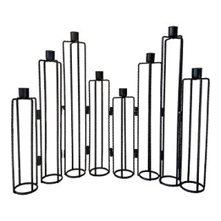 Vintage Brutalist Style Hinged Metal MCM Candelabra For Sale