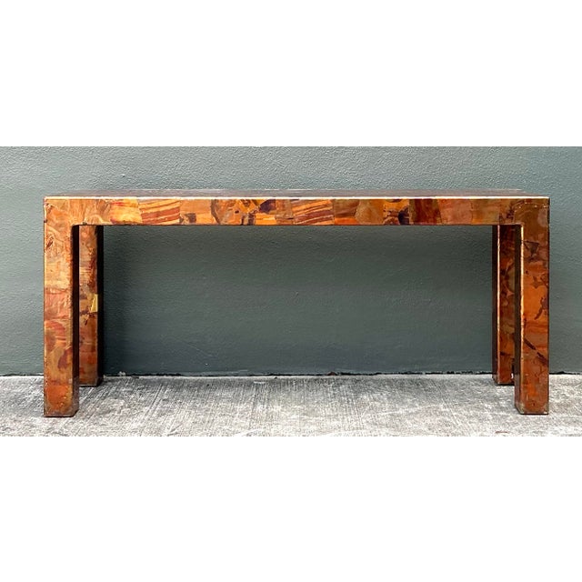 Vintage Copper and Brass Patchwork Console Table For Sale - Image 12 of 12
