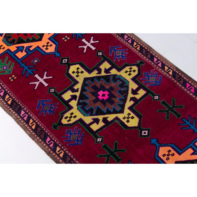 Red Multicolour Vintage Hallway Runner For Sale - Image 8 of 10