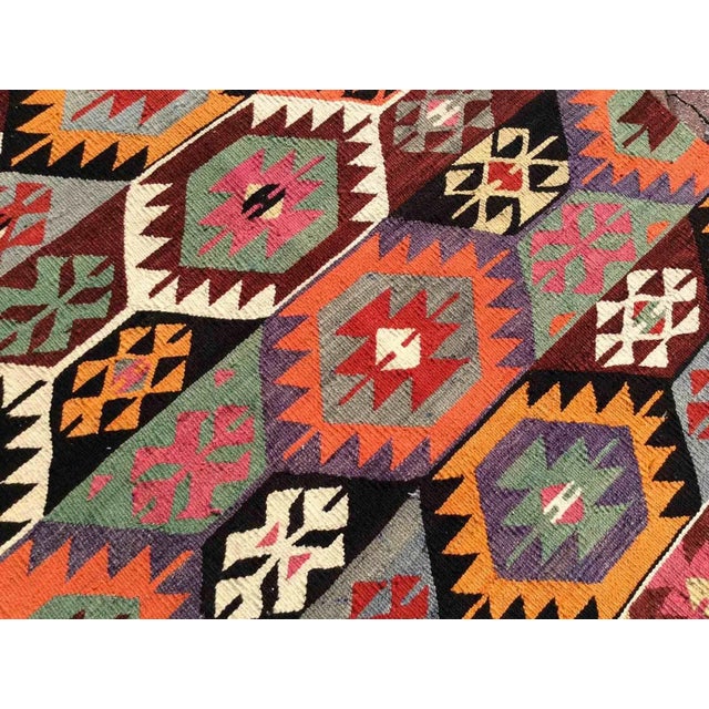 1960s Vintage Colorful Turkish Kilim Rug - 38.5" X 47" For Sale In Raleigh - Image 6 of 9