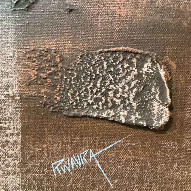 Wood Mid 20th Century Abstract Painting on the Canvas by R. Wavra Framed For Sale - Image 7 of 12