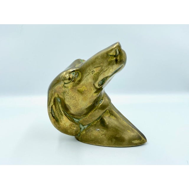 French Brass Greyhound Head, 1950s, in Flawless conditions. Designed 1950 to 1959