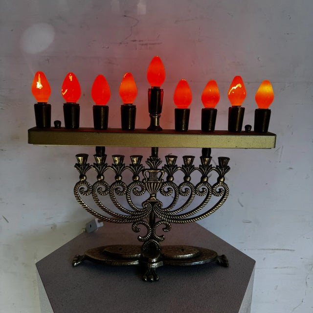 Vintage Israeli Brass Menorah/Chanukia Lamp For Sale In Miami - Image 6 of 6