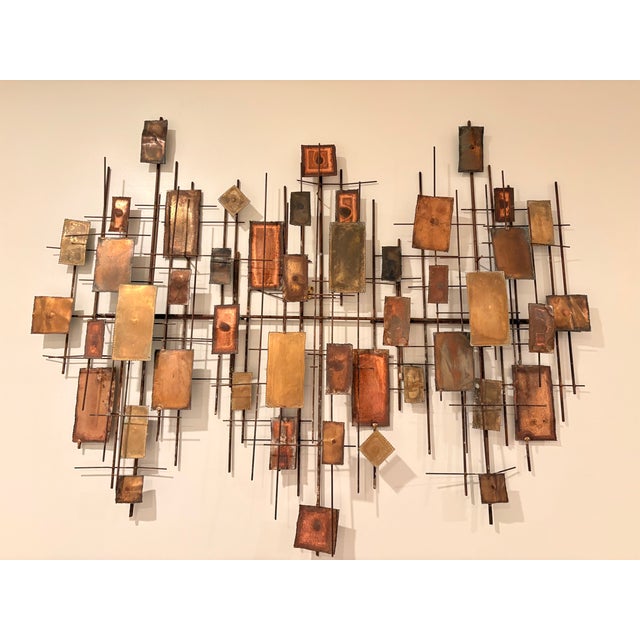 1970's Brutalist Style Metal Sculpture. "Cityscape" Artist Unknown. Purchased in Palm Springs in 2009, recently restored....