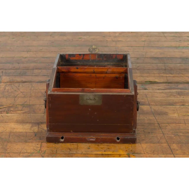 Chinese Late Qing Dynasty Document Box with Brass Lock and Carrying Handles For Sale - Image 4 of 13