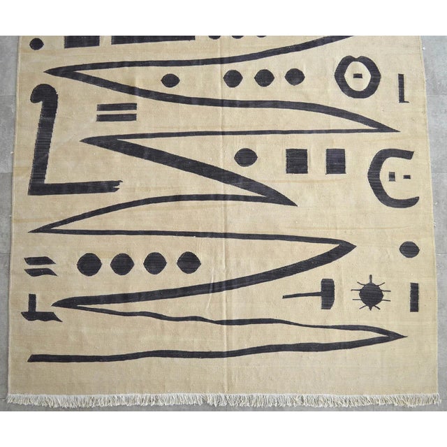 Goldenrod Paul Klee - Heroic Strokes of the Bow - Inspired Silk Hand Woven Area - Wall Rug 4′10″ × 6′7″ For Sale - Image 8 of 12