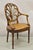 Theodore Alexander Style Neoclassical Regency Carved Open Back Arm Chair. Item features tooled leather seat, solid wood...