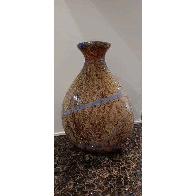 Beautiful Marble Style Makora Krosno Vase Hand Made in Poland with Cobalt blue and Brown Swirl. ** If you would like to be...