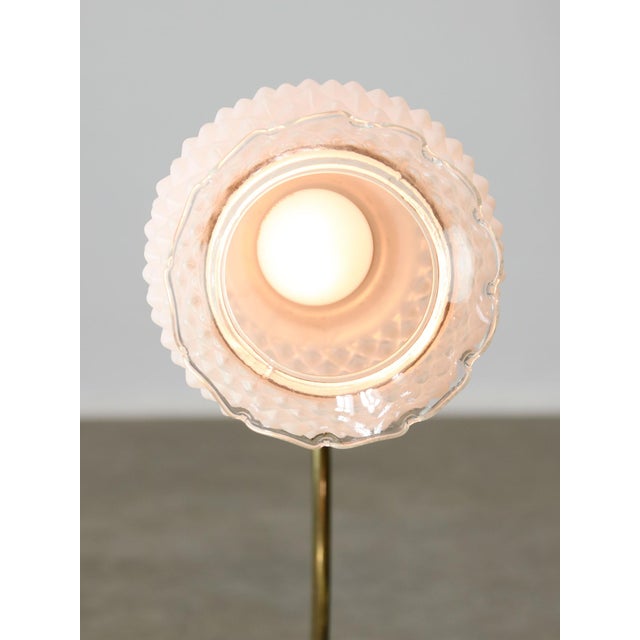 Mid-Century Italian Table Lamp in Brass and Etched Glass For Sale - Image 10 of 12