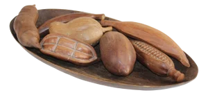 Wooden Fruits and Tray, Set of 8