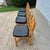 Wood 1970s Bamboo Rattan Lattice Back Dining Chairs W/ Black Faux Leather Cushions, Assembled Set of 4 For Sale - Image 7 of 11