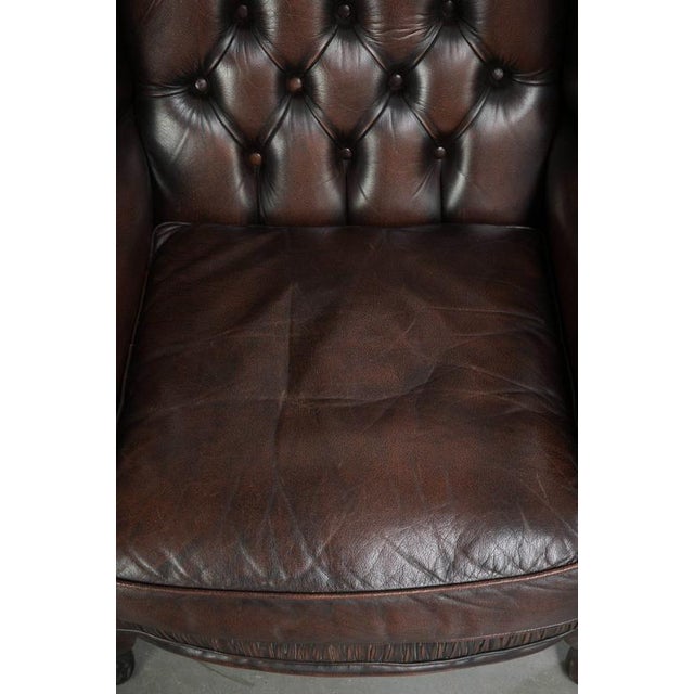 Cowhide Chesterfield Wing Armchair For Sale - Image 6 of 13