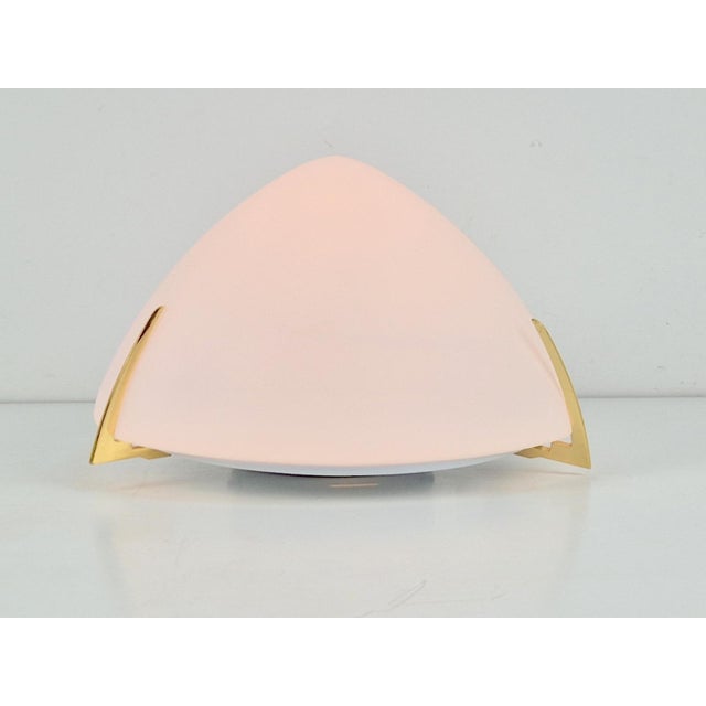 Regency Brass and White Glass Ceiling Lamp from Milan, Spain, 1970s For Sale - Image 10 of 14