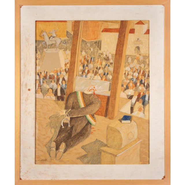 Alberto Gallerati, An Unloved and Very Unlucky Mayor, Oil Painting, 1980s For Sale - Image 4 of 7