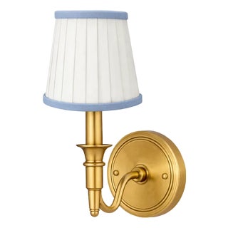 White & Soft Blue Trim Sconce Shade For Sale