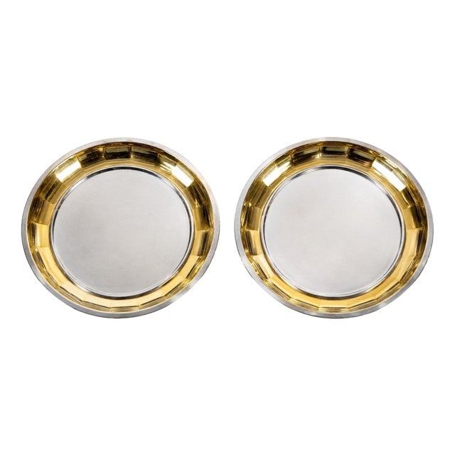 Stainless Steel and 24-Karat Gold-Plated Oro Zecchino Trays from Gottinghen, 1970s, Set of 2 For Sale