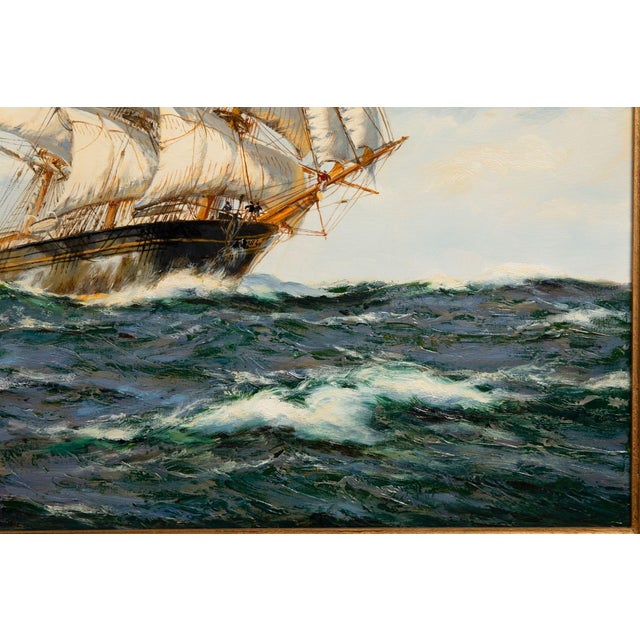 Wood Seascape Painting of American Clipper Ship “Red Cloud” by Henry Scott For Sale - Image 7 of 18