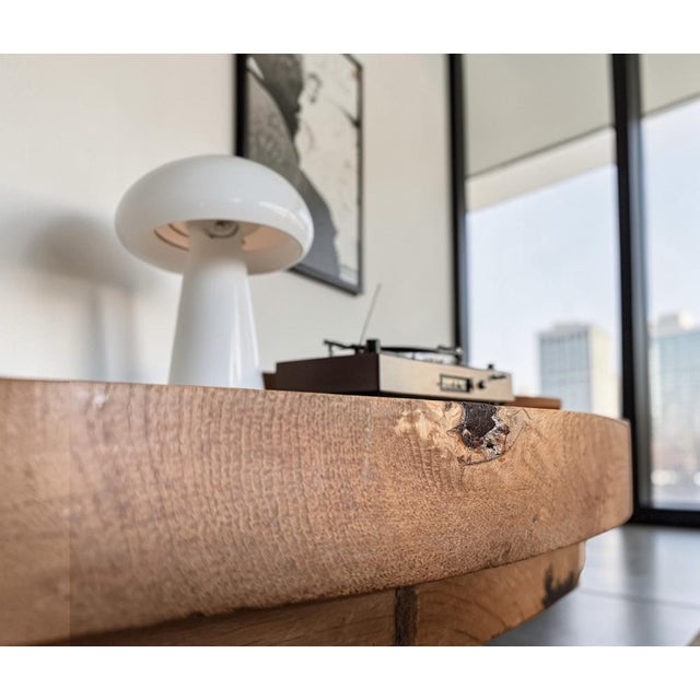 Mid-Century Modern Mid-20th Century Brutalist Round Oak Coffee Table, Denmark For Sale - Image 3 of 7