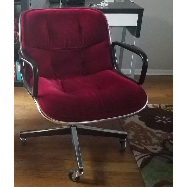 Charles Pollock Red Velvet Desk Chair | Chairish