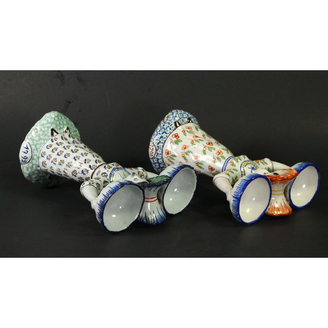 Late 19th Century 1863-1900 Pair of French Faience Double Salts Bretonne Women 1792, Desvres For Sale - Image 5 of 18